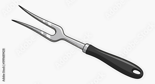 Large Meat Fork with Black Handle.