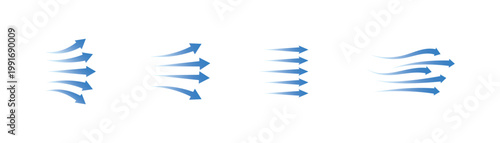 Air flow showing air movement of arrows. Wind Direction Flow Lines, Cold Air Symbol, UI UX Infographic Design. vector illustration.eps10