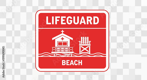 Lifeguard Beach Safety Warning Sign Board.