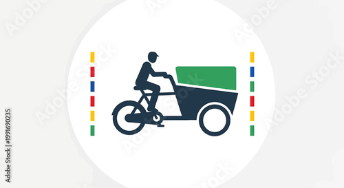 Man riding bicycle with cargo.