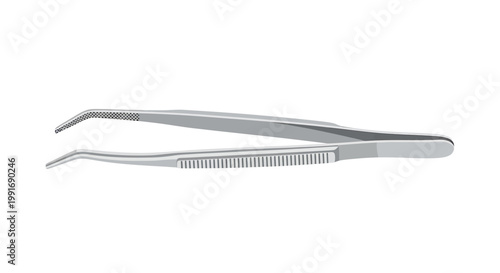 Medical Stainless Steel Tweezers Isolated on White Background.