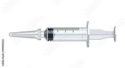 Medical Syringe with Needle Closeup.