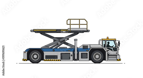 Modern Aircraft Passenger Lift Truck on White Background.