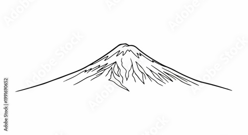 Stylized line drawing of a conical mountain peak