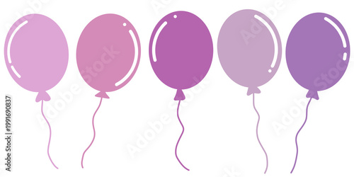 Set of purple balloon illustrations.