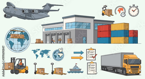 Modern Logistics and Transportation - Global Shipping and Delivery Concepts.