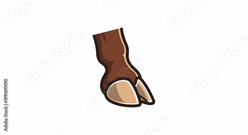Stylized illustration of a brown hoof with light tan cloven parts