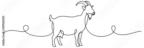 Goat standing on continuous line with looping rope, none editable strokes