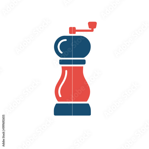 A dual colored graphic illustration of a classic pepper grinder or mill for seasoning food