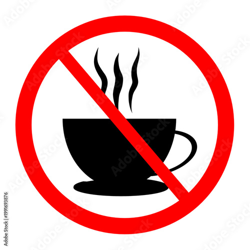 Icon prohibiting drinking. Icon prohibiting drinking coffee.