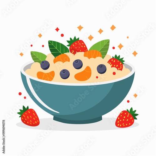 Healthy Breakfast Bowl with Fruits and Berries