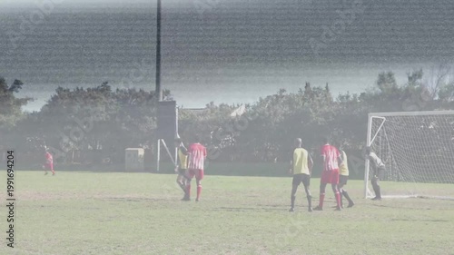 Left flank player running up and crossing ball into box, soccer animated lines showing goal chance