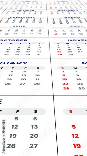 New Year 2026 month names Calendar animation. Full HD. 4K
