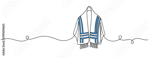 Prayer shawl draped and hanging on white background. no editable strokes