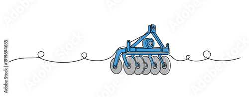 Disc harrow attachment set for agricultural field tillage. no editable strokes