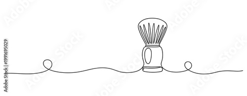 Shaving brush standing upright on continuous line minimal background. no editable strokes