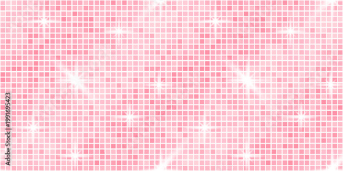 Disco glitter sequin for background pink texture and backdrop purple glam. Dance tile pattern for ball party rose and seamless mosaic retro. Disco gold floor for bg iridescent