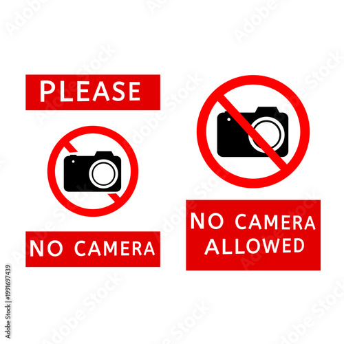 Warning symbol prohibits use of camera.
