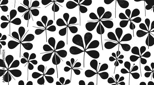Stylized clover petals forming repeating floral pattern background, no seamless