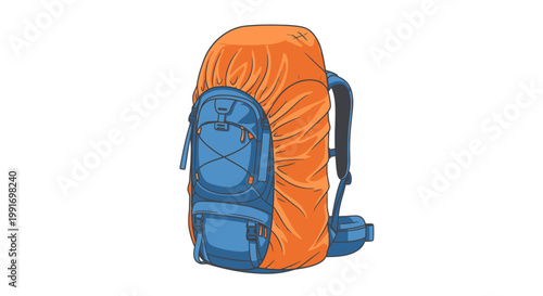 Orange and Blue Backpack Ready for Hiking and Adventure.