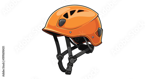 Orange Protective Helmet with Chinstrap for Safety and Protection.