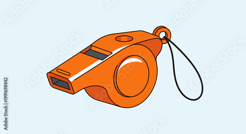 Orange plastic sports referee whistle.