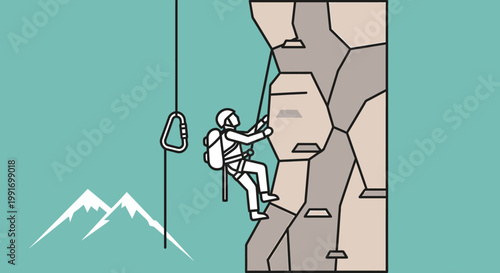 Person Rock Climbing a Steep Wall.