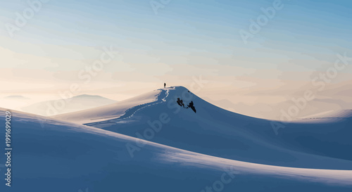 Person Skiing Down Snowy Mountain Slope.