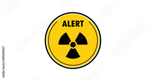 Yellow circular radioactive alert hazard sign symbol.