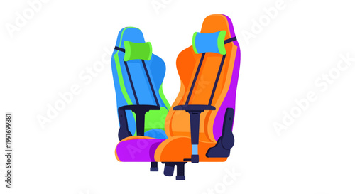 colorful car seats isolated on white background