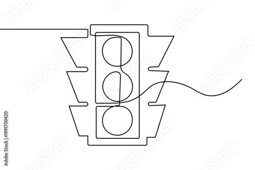 Traffic light continuous one line drawing minimalist style isolated vector illustration