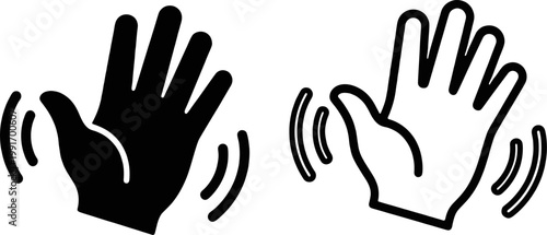 flat vector icon of hand with vibration waves for touch or haptic feedback