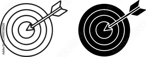 flat vector icons of target with arrow, business concept