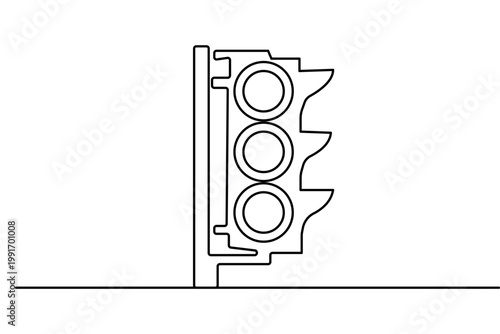 Traffic light continuous one line drawing minimalist style isolated vector illustration