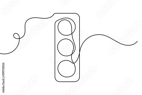 Traffic light continuous one line drawing minimalist style isolated vector illustration