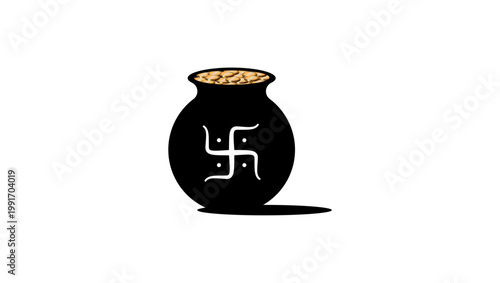 Akshaya Tritiya , black vector silhouette