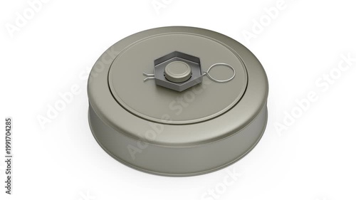 Anti-tank land mine on white background