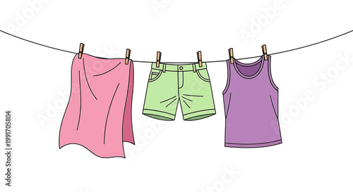 Clothes hanging on a clothesline