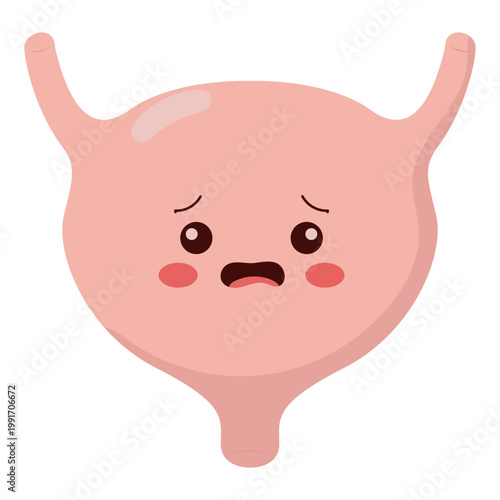Cute Cartoon Illustration of Human Bladder