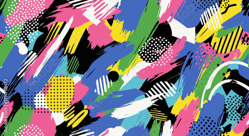 Vibrant abstract background with colorful brushstrokes and dynamic patterns