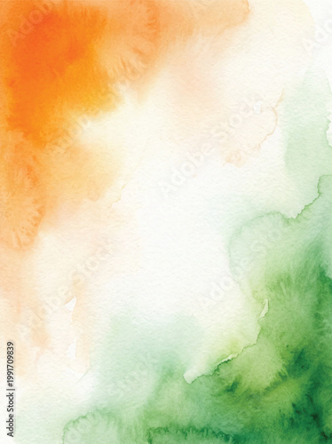 India flag tricolors watercolor abstract background texture independence day or republic day elements.