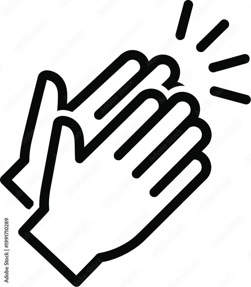 Obraz premium Clapping hands icon displays a minimalist graphic representation of human applause used for positive feedback and digital.