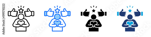 Self Esteem Icon Set Multi Style Vector Illustration