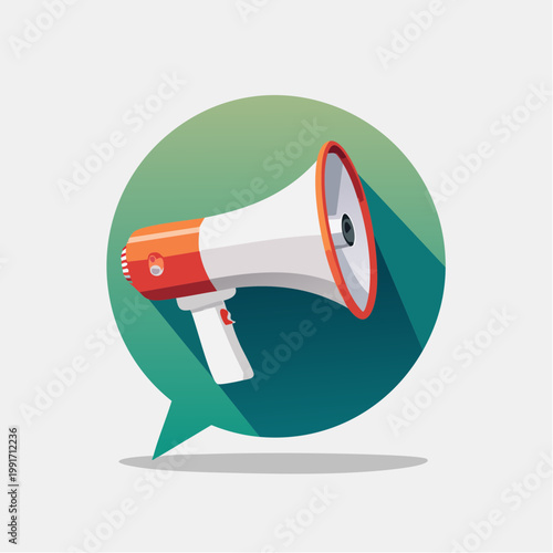 Megaphone icon in a speech bubble