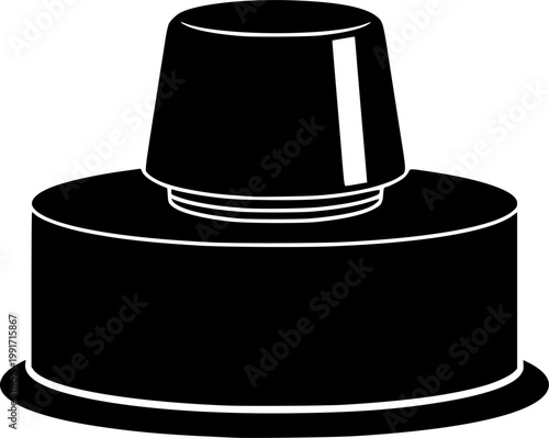 Minimalist black silhouette of a coffee grinder on , flat design isolated on white background
