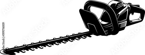 Black silhouette of a hedge trimmer on a isolated on white background
