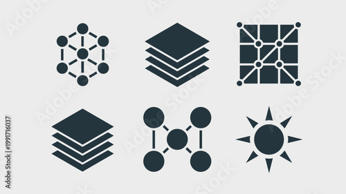 Solar technology and thin film icon sheet - Great for environmental science articles, energy industry news, or educational materials.