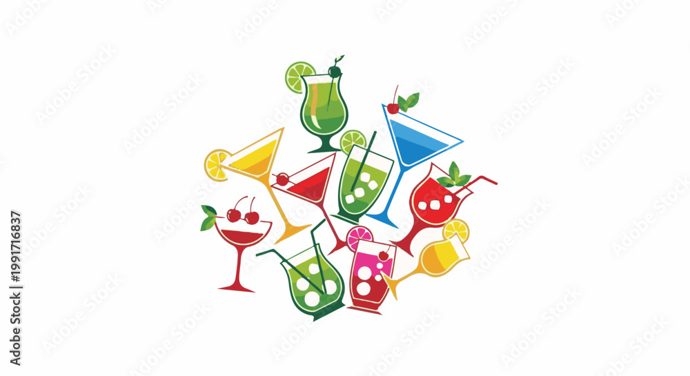 Naklejka premium A colorful collection of assorted alcoholic and non-alcoholic beverages