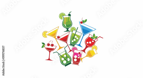 A colorful collection of assorted alcoholic and non-alcoholic beverages