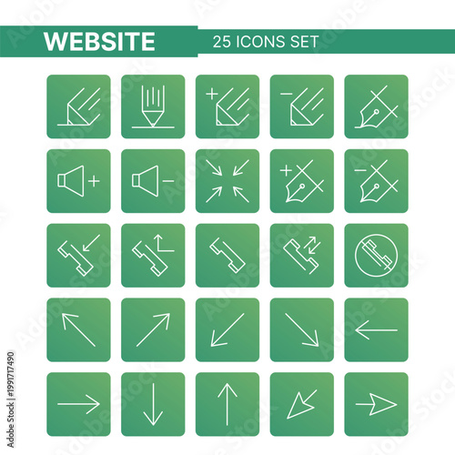 Modern website icon set featuring clean line icons designed for web development, UI UX design, and digital interfaces. Perfect for websites, mobile apps, dashboards, presentations, and digital product